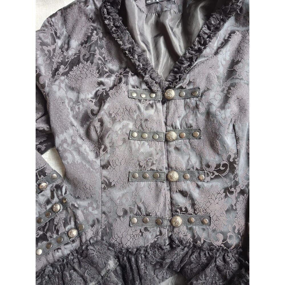Hot Topic Hearts & Roses Black Brocade Gothic Victorian Jacket Women's 16 - Picture 6 of 10